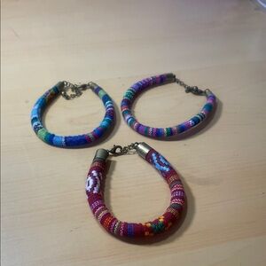 Multicolor Fabric Bracelets - Set of 3